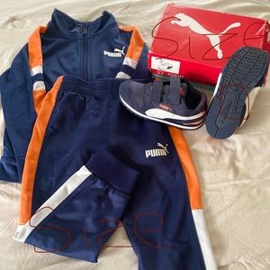 Toddler Puma track suit with matching shoes. Gently worn. Excellent condition